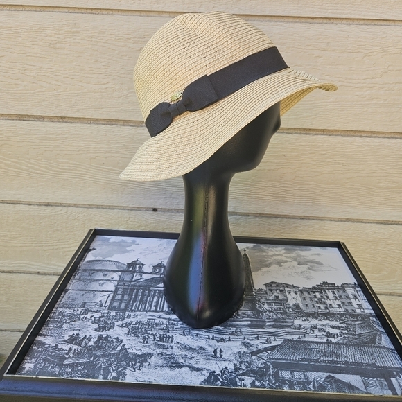 Scala sun hat with black grosgrain band and bow - Picture 1 of 6